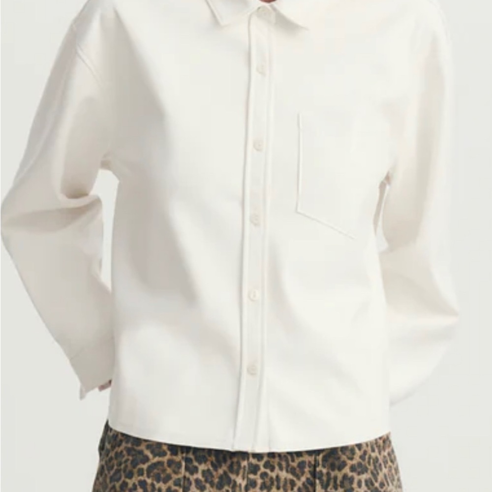 MELISSA NEPTON Off White Button Down Faux Creamy Leather